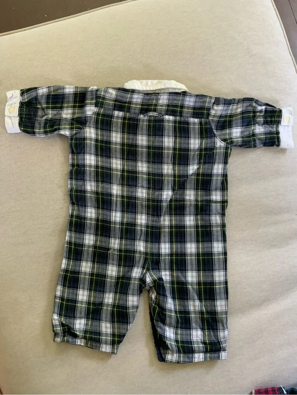 Ralph Lauren Green and White Plaid Button-Front One-Piece